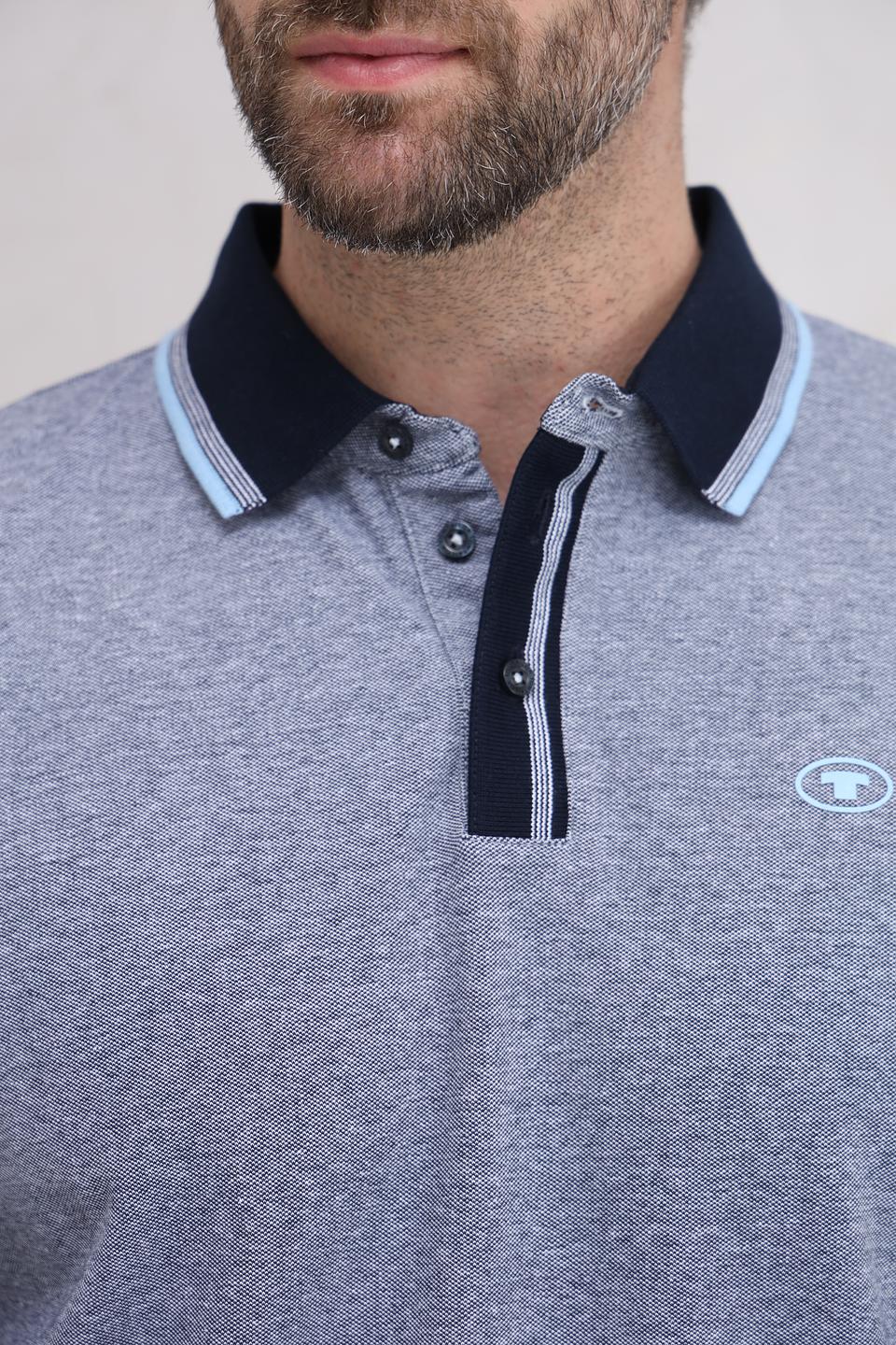 Поло Tom Tailor мужское серое с отделкой