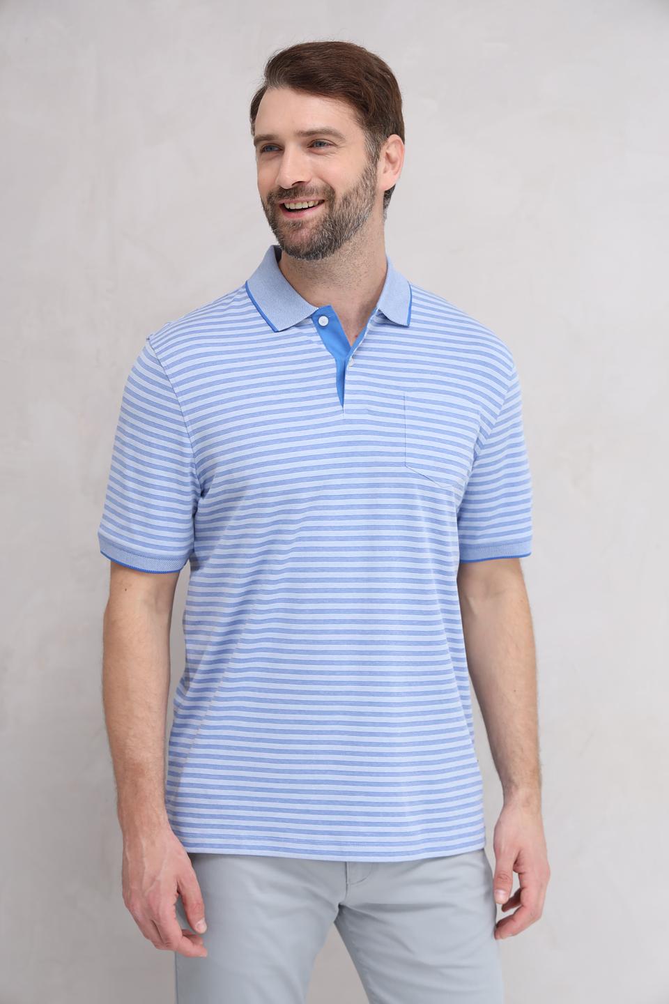 Поло Bugatti в полоску голубой