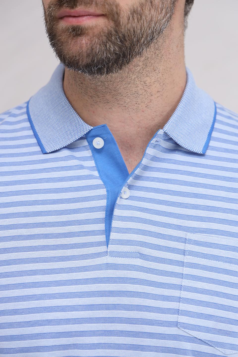 Поло Bugatti в полоску голубой