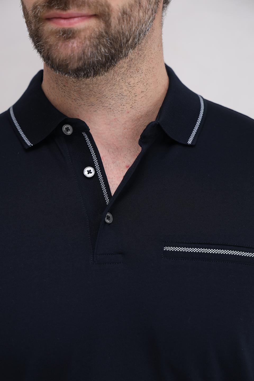 Поло Bugatti темно-синее с отделкой