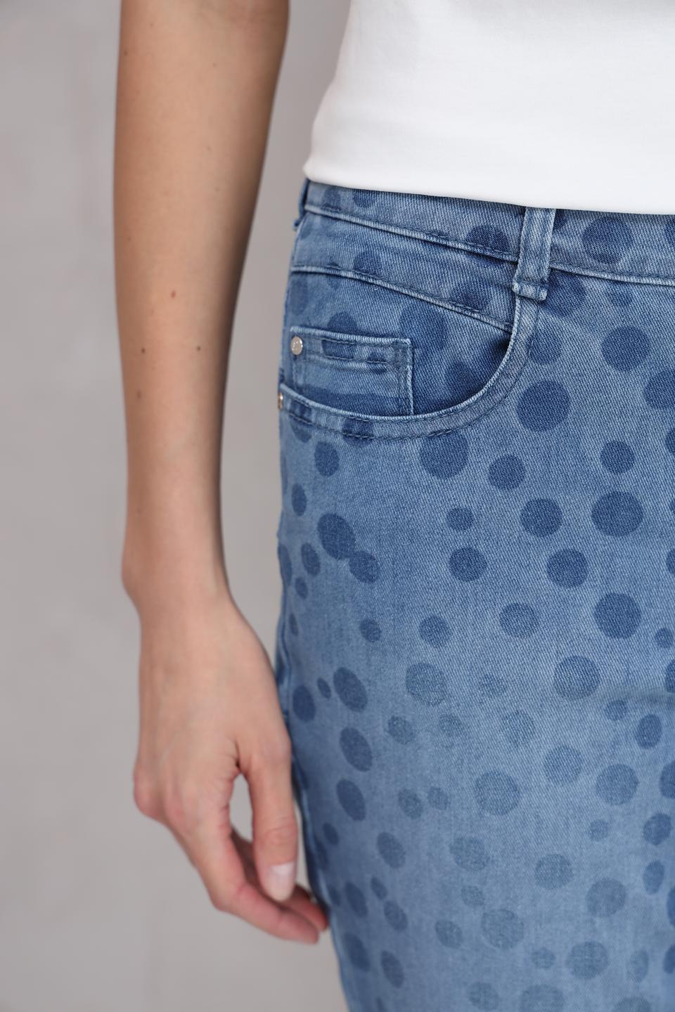 Джинсы Gardeur с принтом в горошек голубой