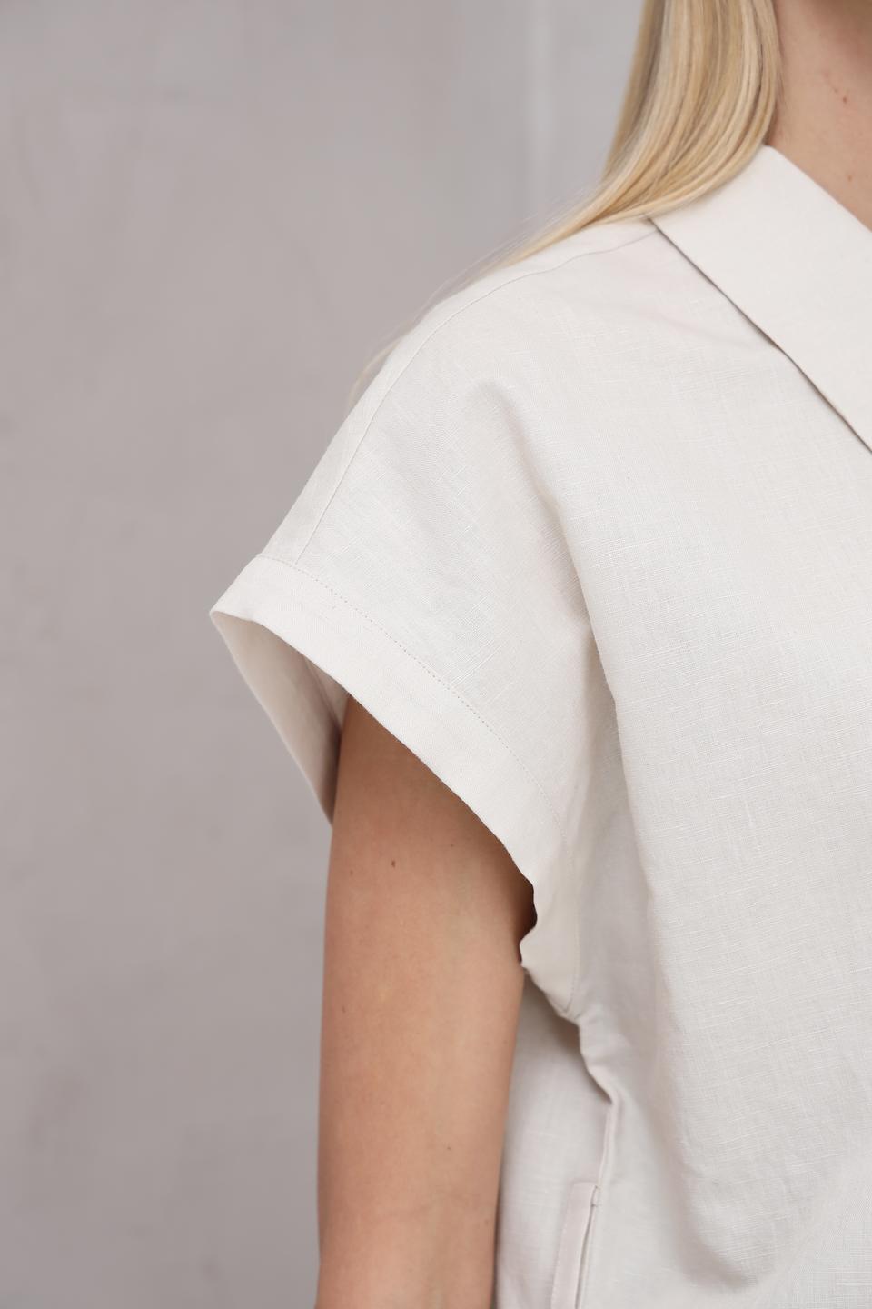 Блуза UNQ женская бежевая с коротким рукавом