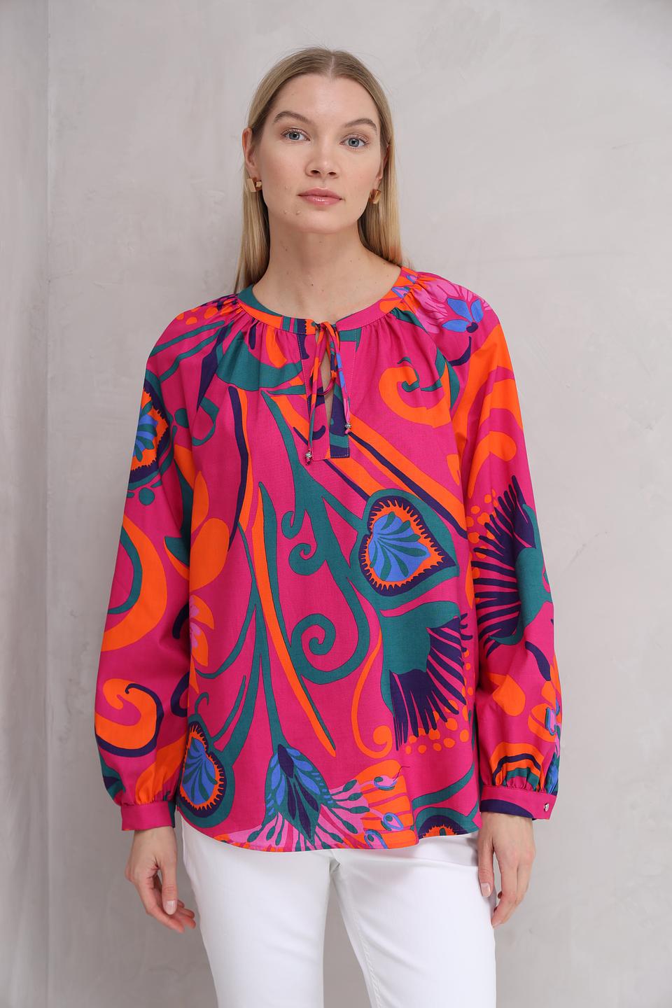 Блуза Oui с принтом фуксия