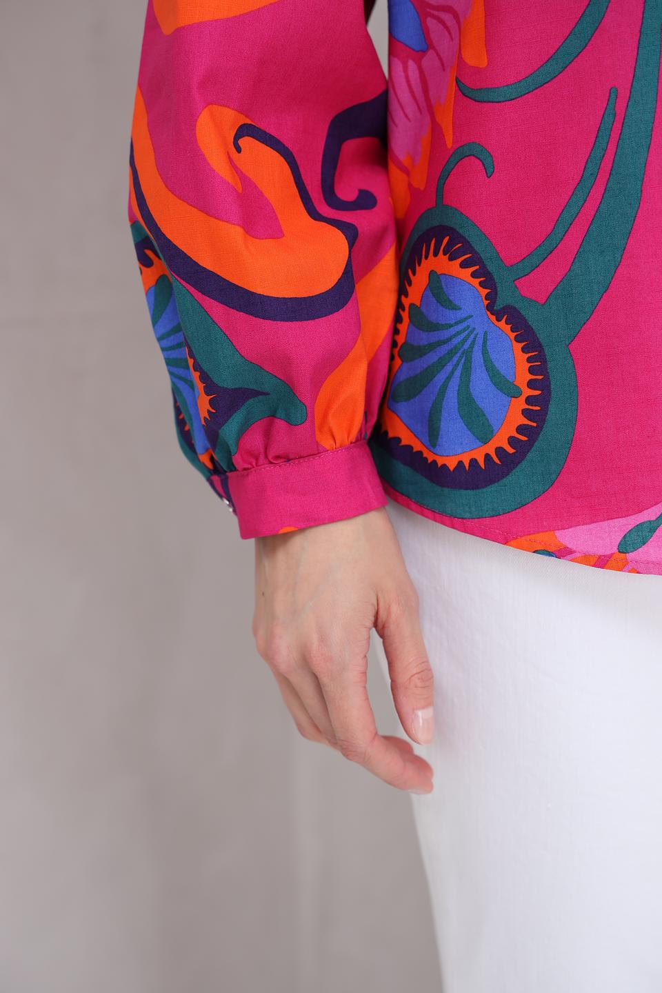 Блуза Oui с принтом фуксия