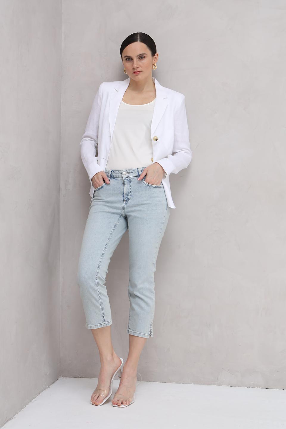 Джинсы капри Oui светло-голубые