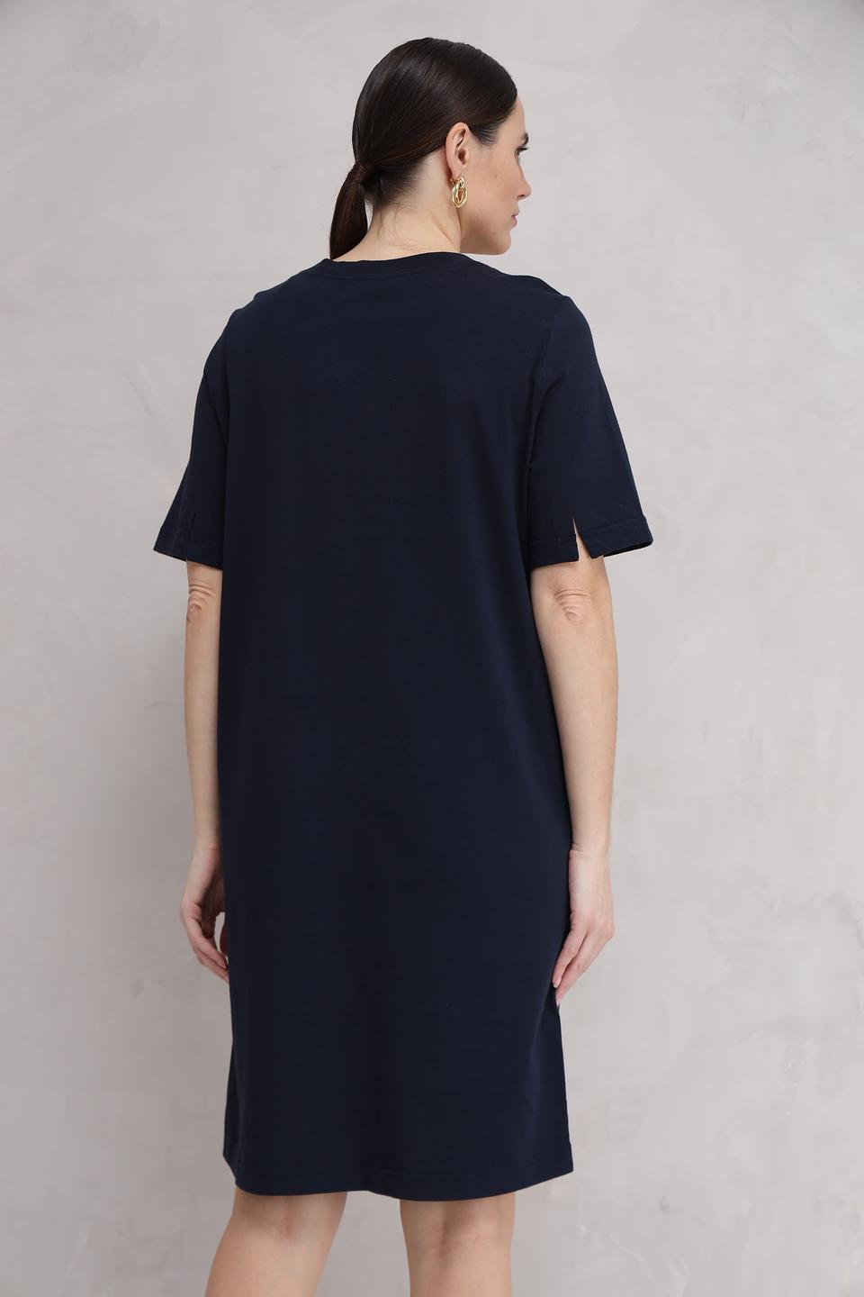 Платье Oui из льна тёмно-синее
