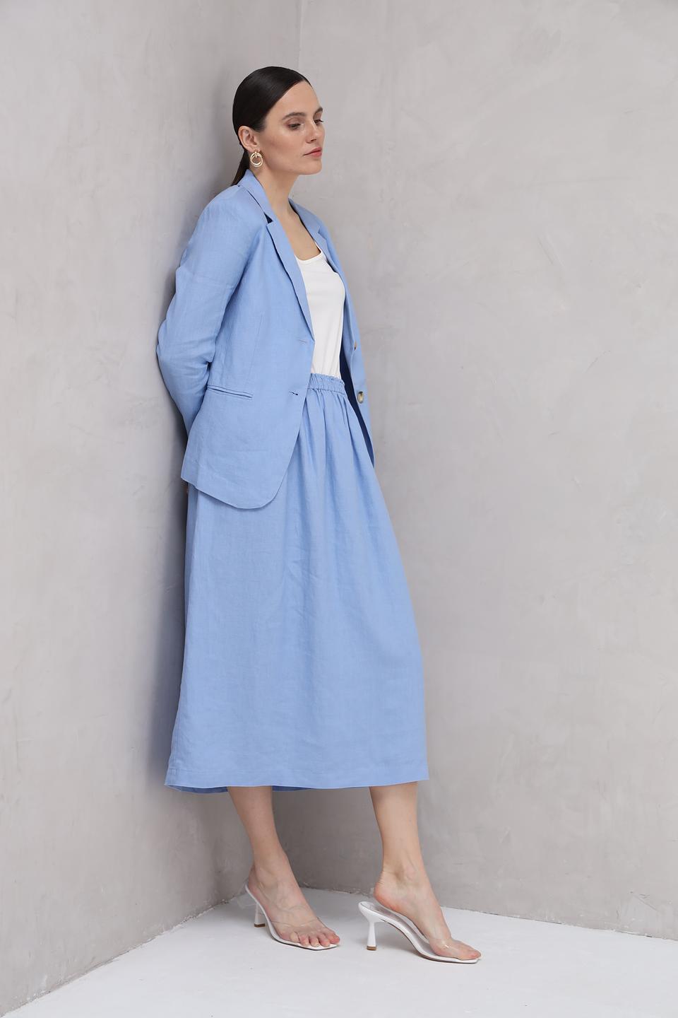 Юбка Oui льняная голубая