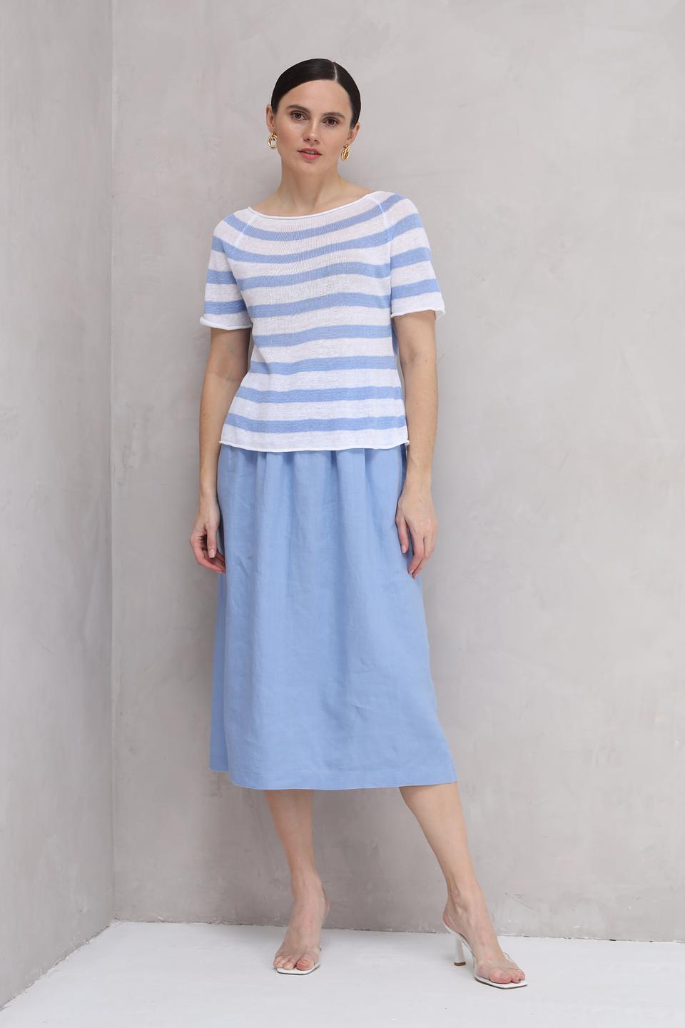 Футболка Oui в полоску голубой