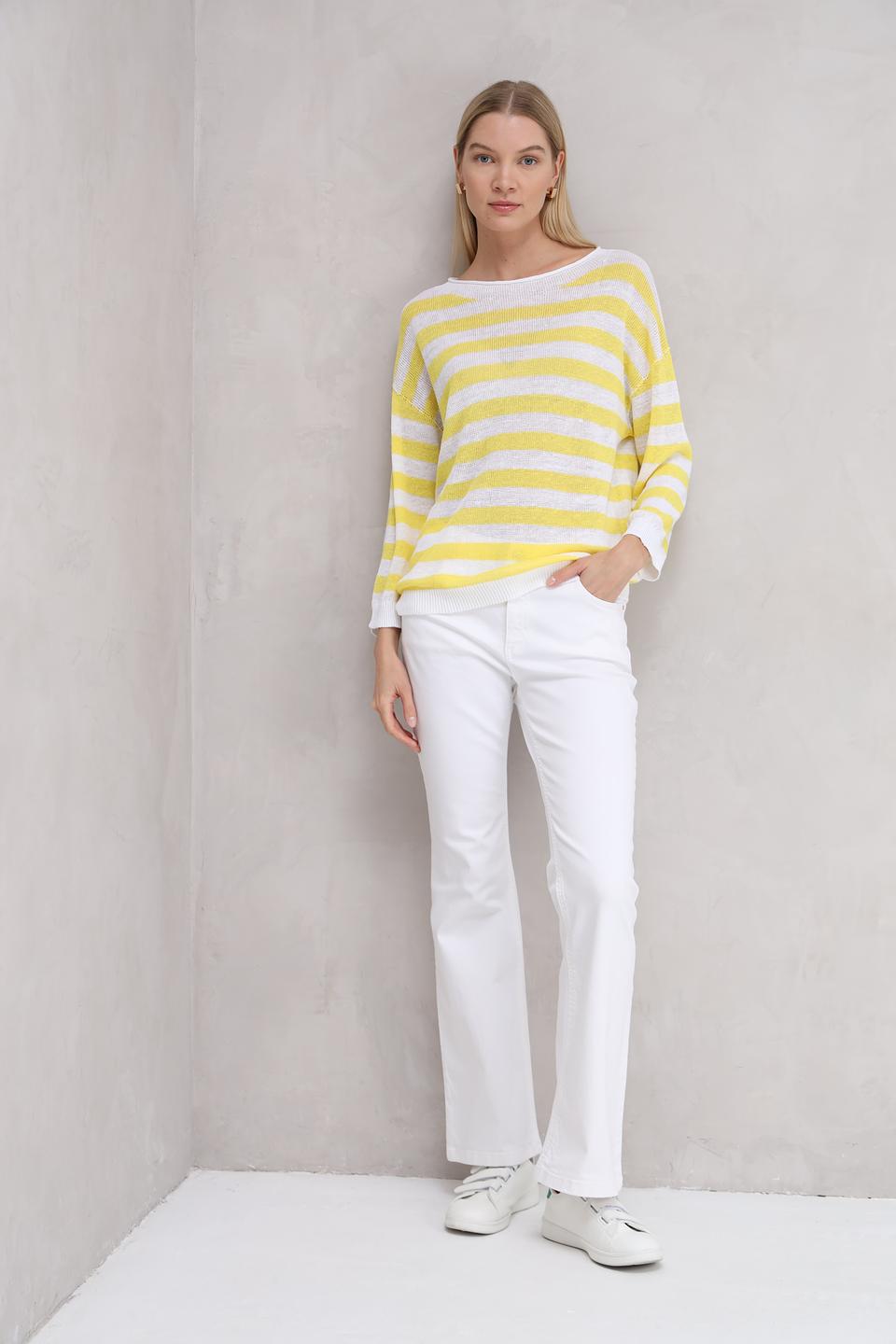 Пуловер Oui в полоску жёлтый
