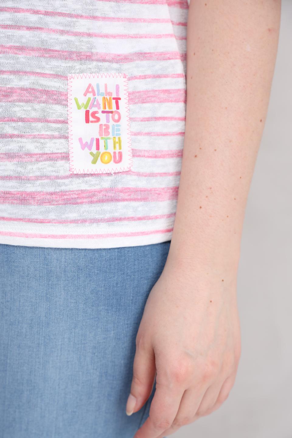 Футболка Lecomte в полоску розовая