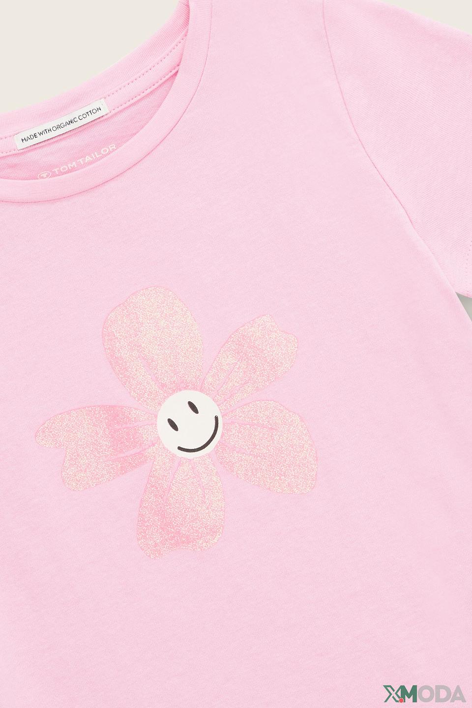Футболка Tom Tailor дев. с цветком розовый