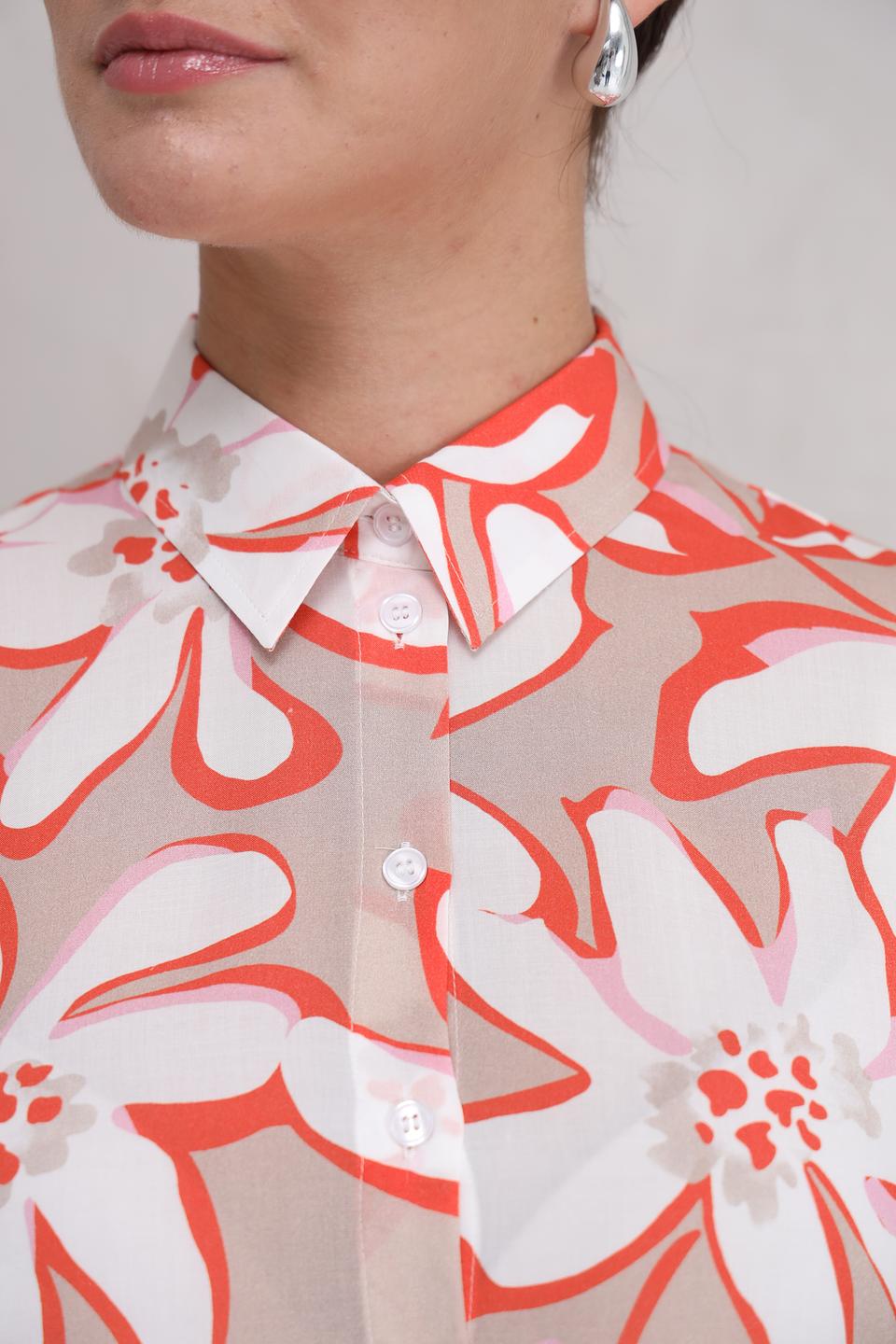 Рубашка You Just, белый, цветочный принт