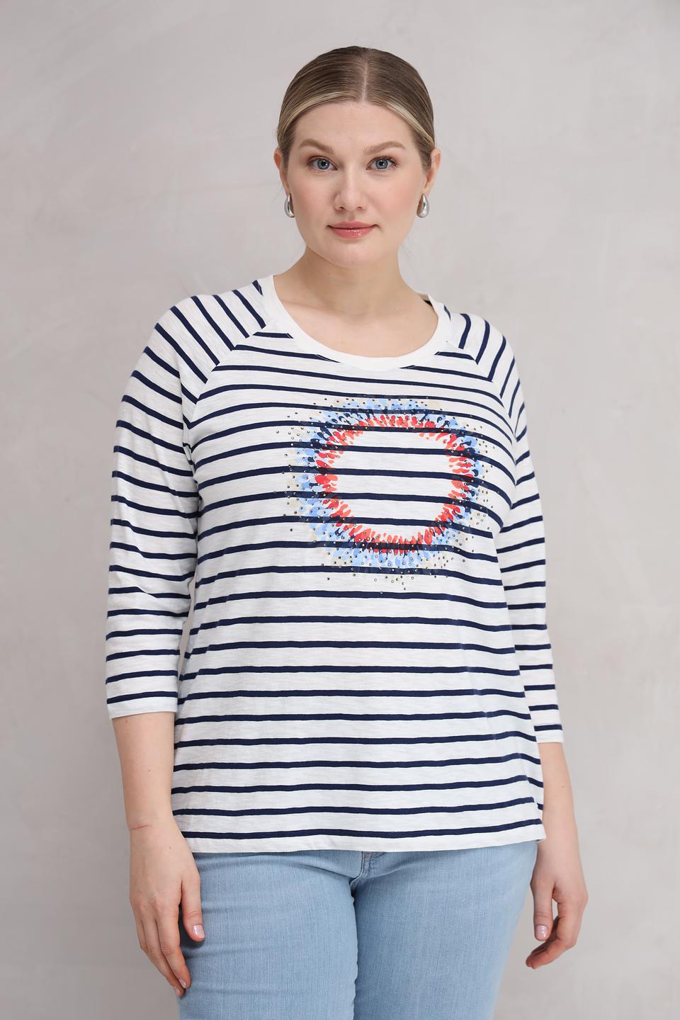 Блуза Olsen в полоску с аппликацией