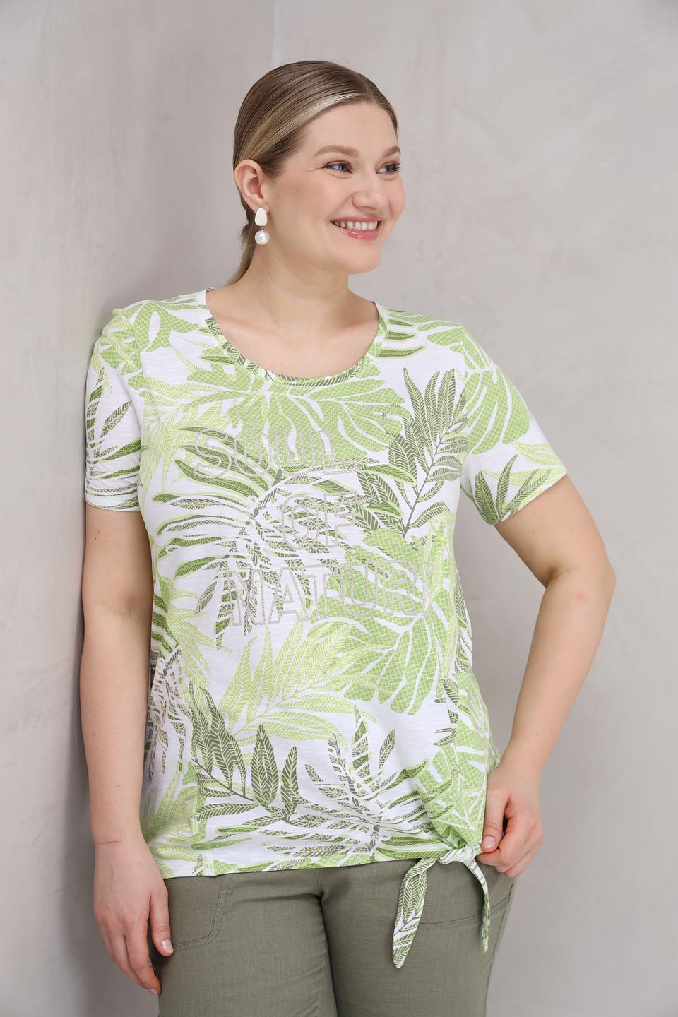 Блуза Olsen с принтом и завязкой лайм