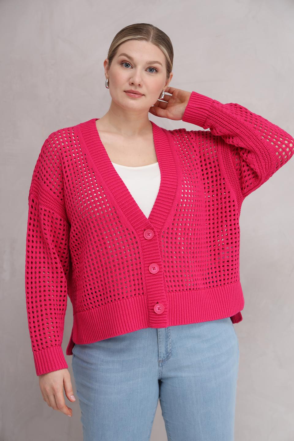 Жакет Lecomte малиновый ажурный