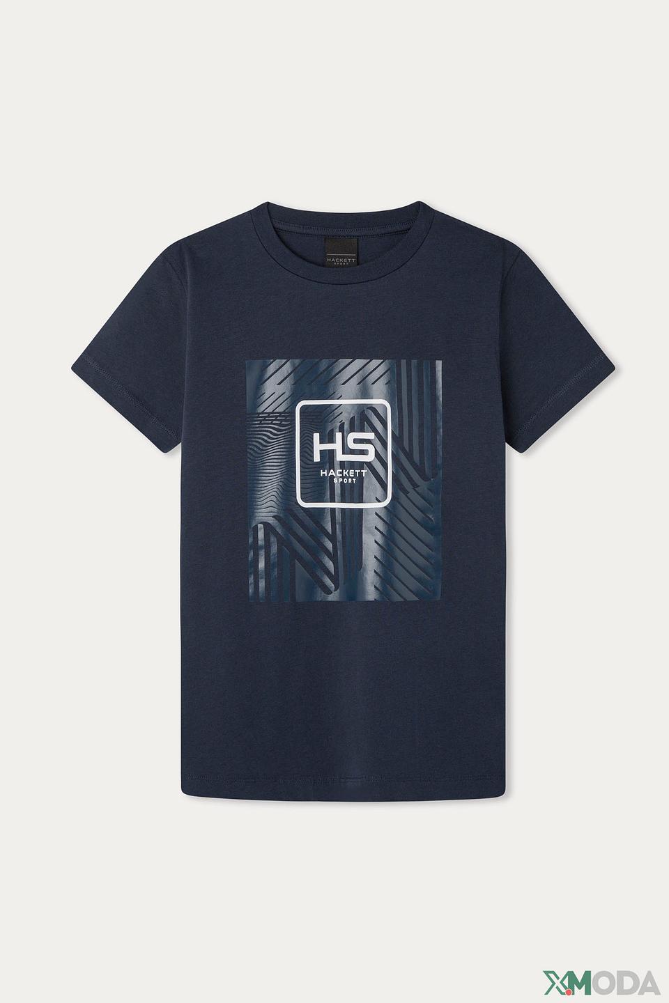 Футболка Hackett London синяя с принтом