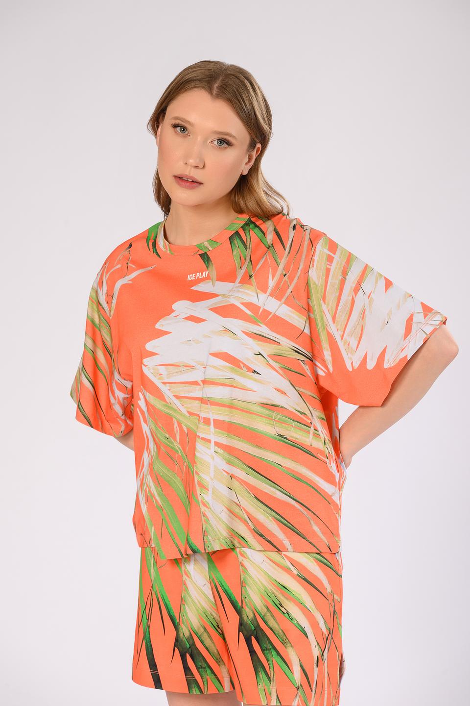 Футболка Ice Play с принтом тропических листьев