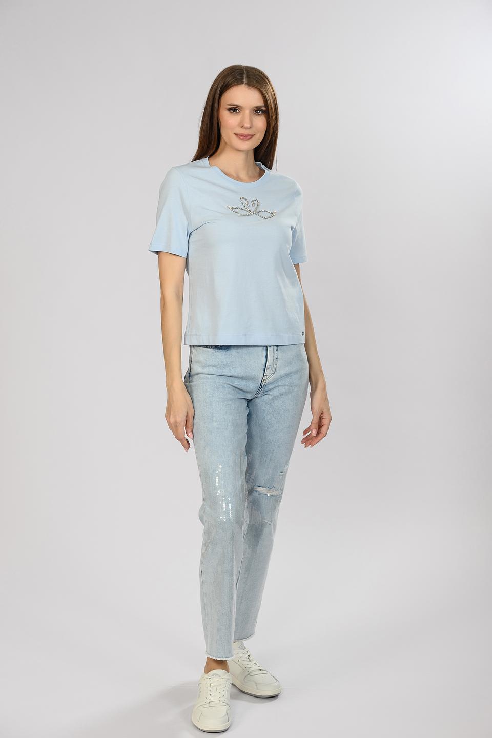 Футболка Marc Cain с вышивкой голубой