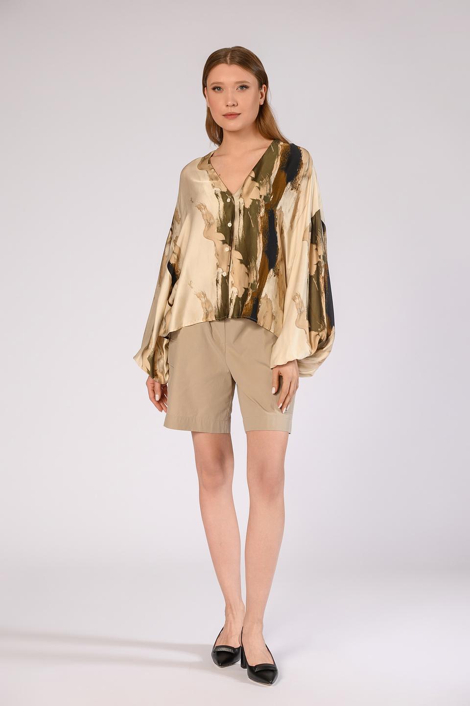 Блуза Icona жен. с принтом бежевая