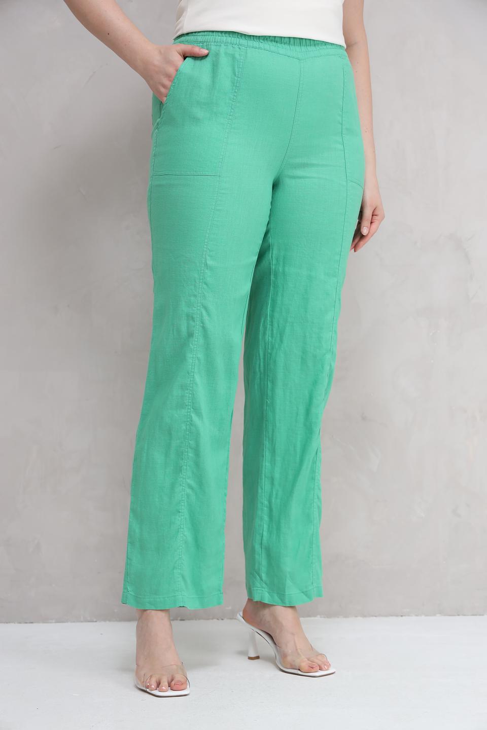 Брюки Lebek из льна мятного цвета