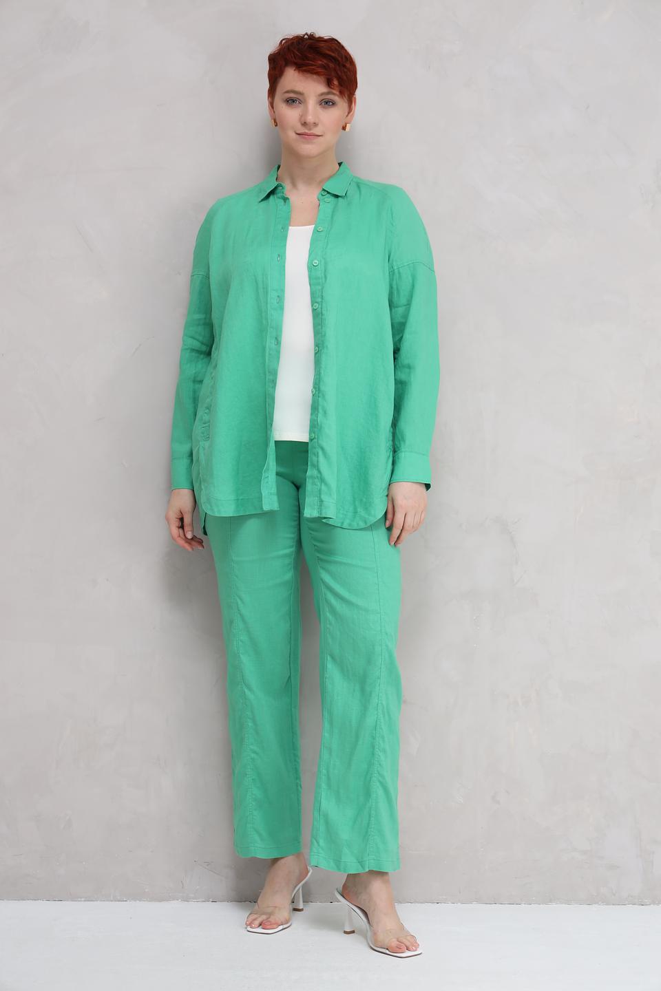 Брюки Lebek из льна мятного цвета