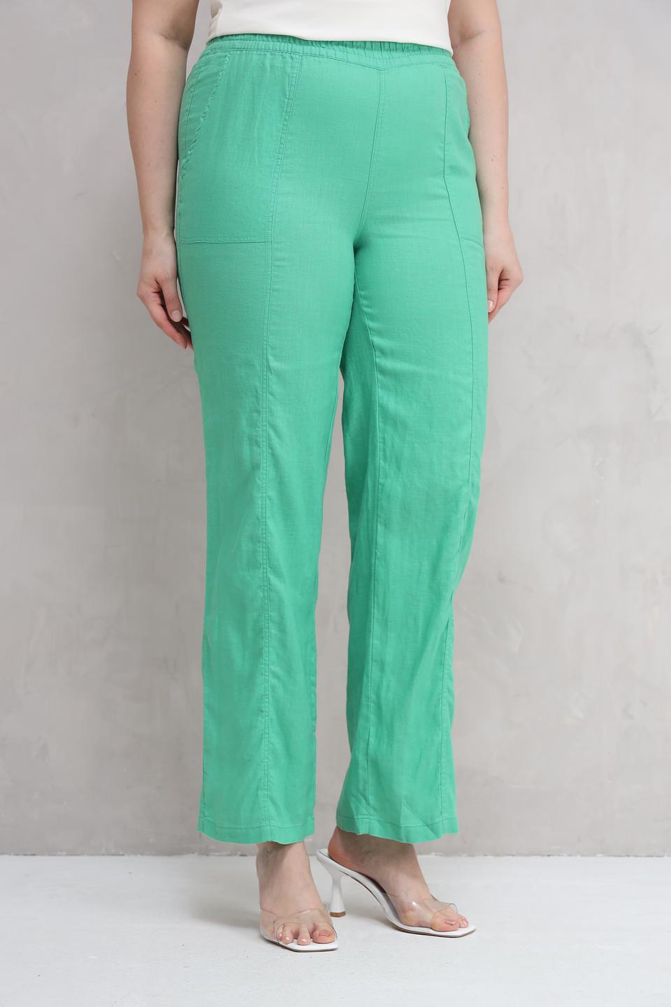 Брюки Lebek из льна мятного цвета