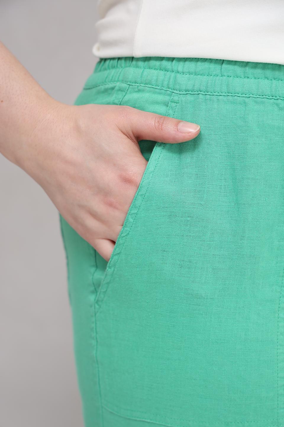 Брюки Lebek из льна мятного цвета