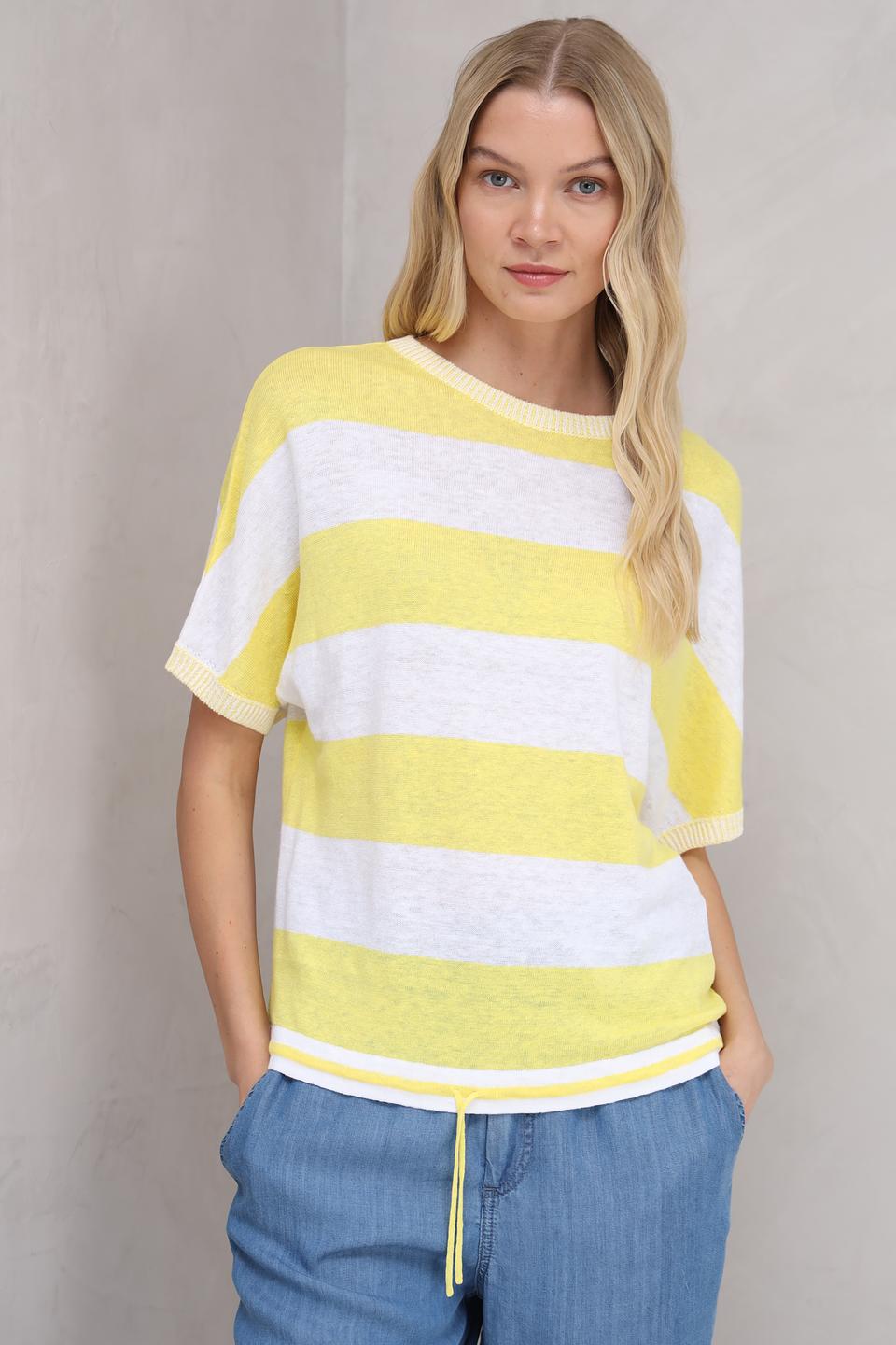 Пуловер Oui в полоску жёлтый