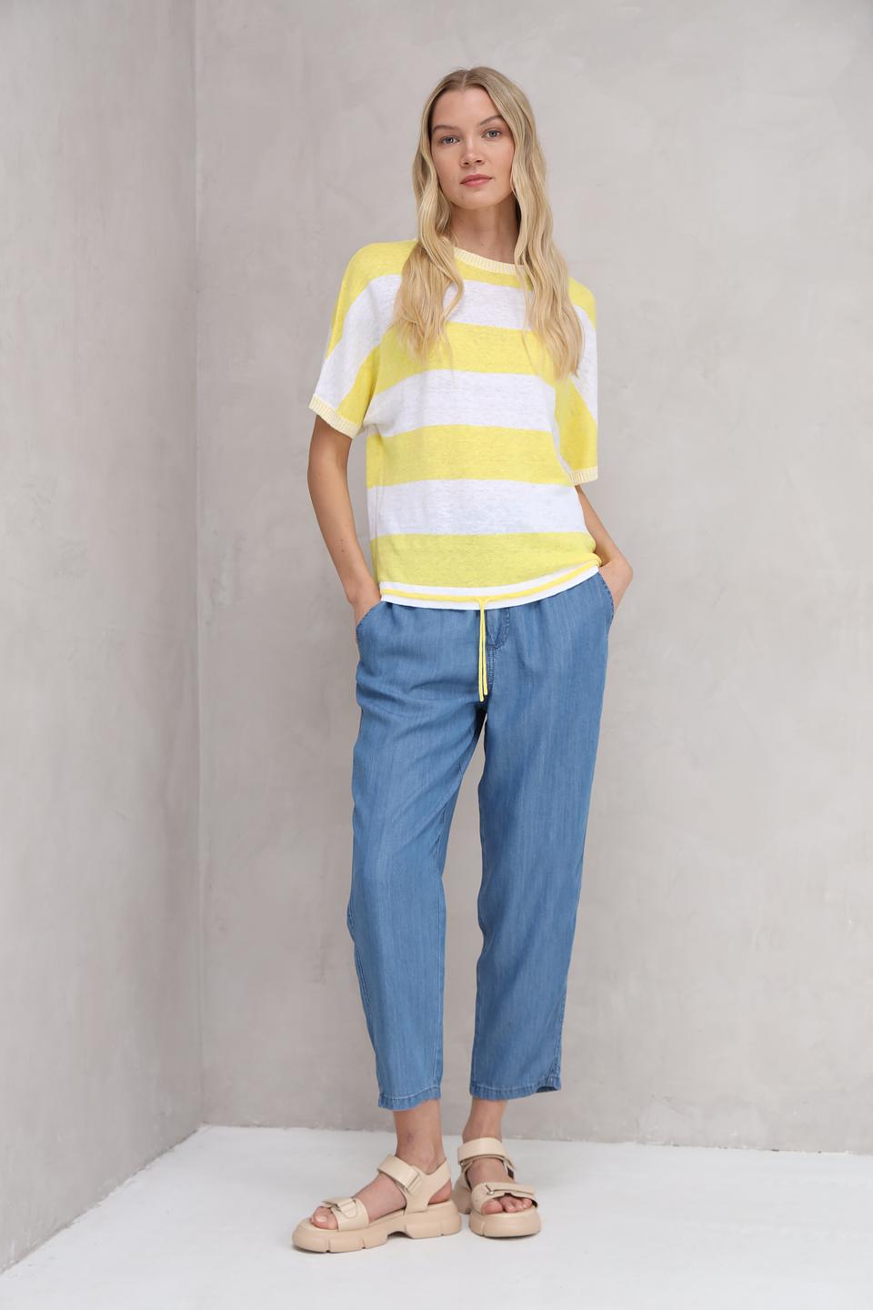 Пуловер Oui в полоску жёлтый