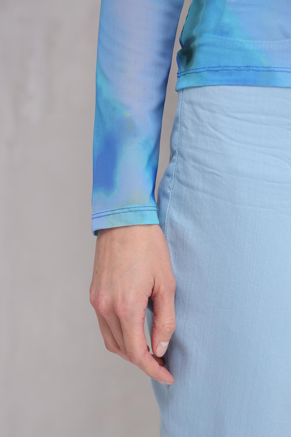 Блуза Tom Tailor denim с принтом голубой