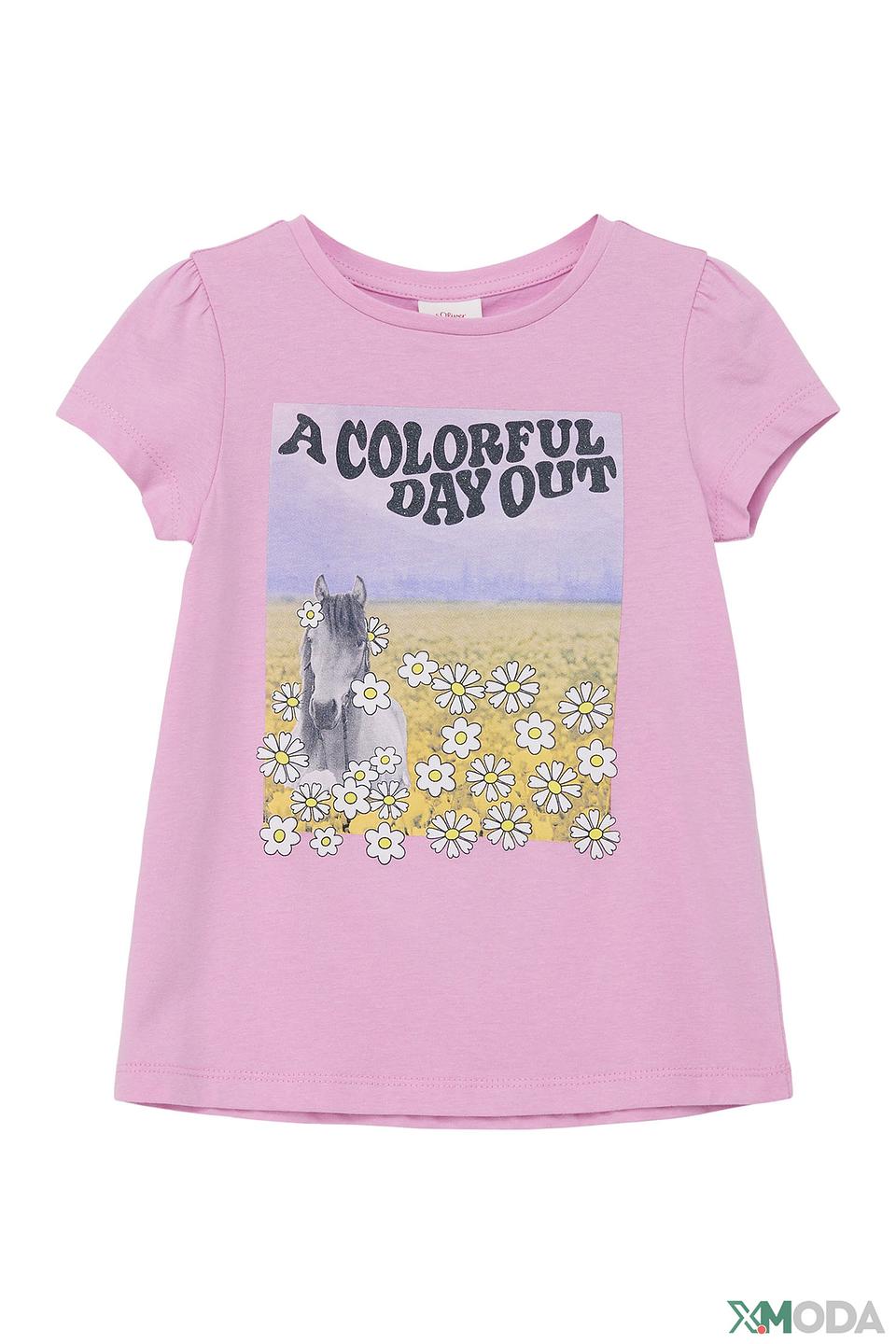 Футболка s.Oliver дев. с принтом розовая