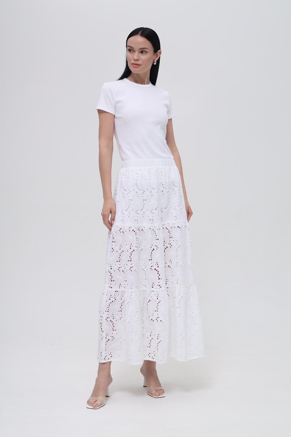 Юбка Broadway хлопковая ажурная белая