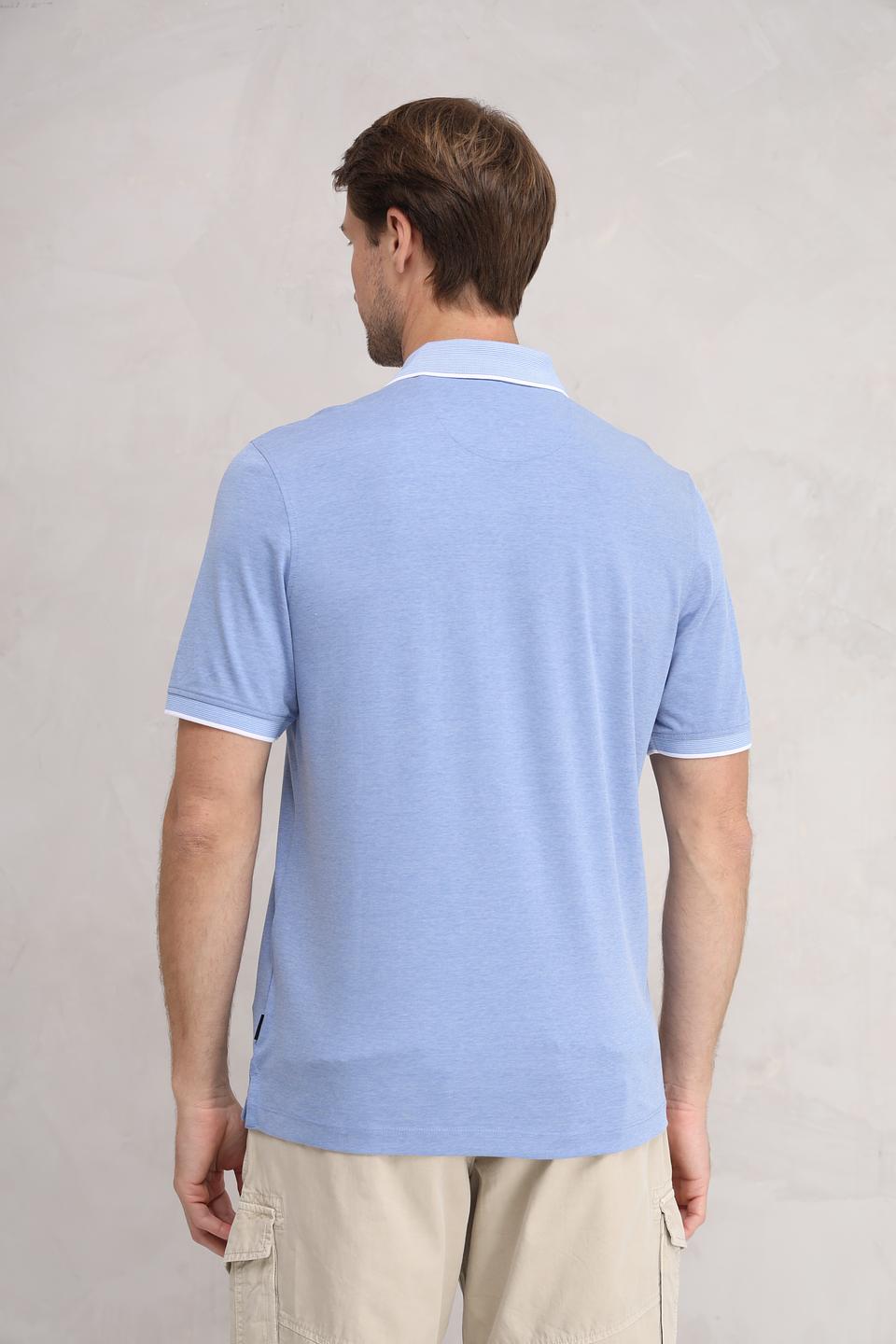 Поло Bugatti голубое с белым