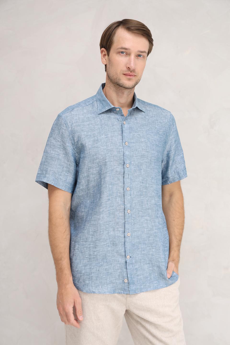 Рубашка кр Bugatti голубая