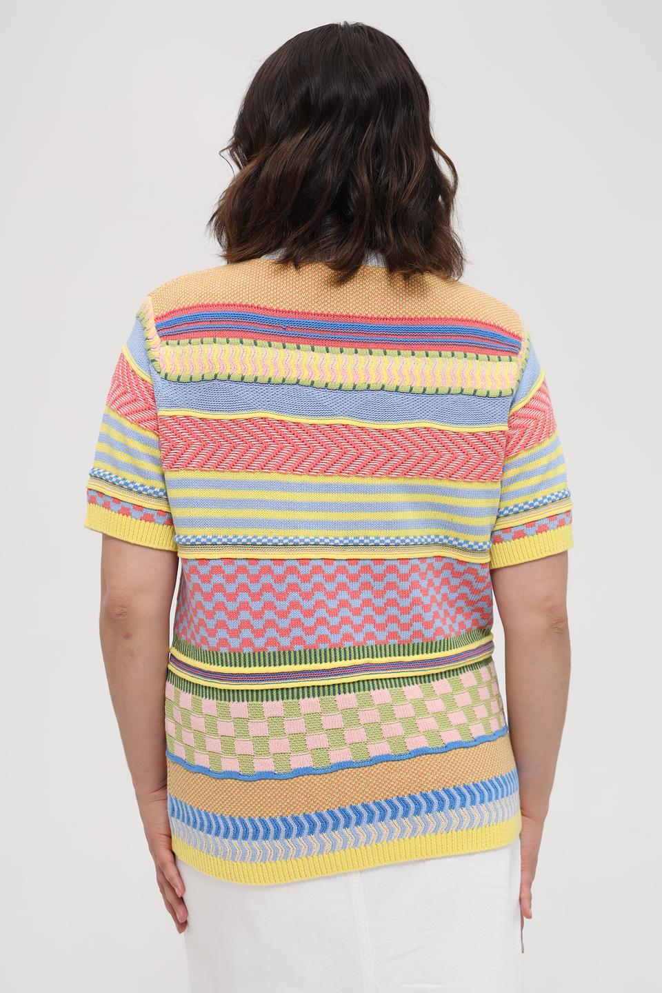 Пуловер Oui с коротким рукавом в полоску