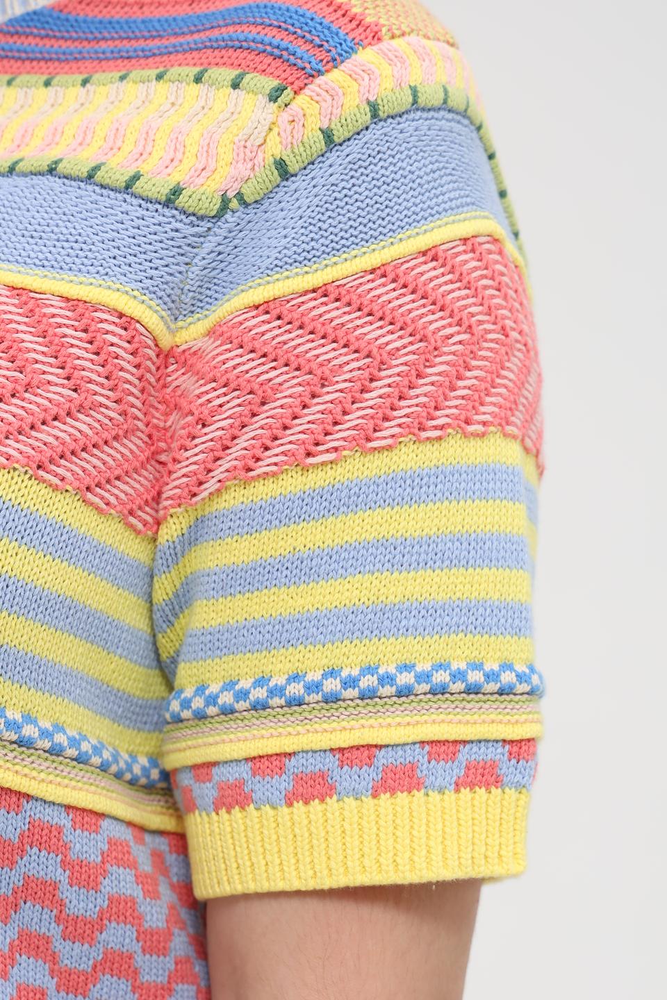 Пуловер Oui с коротким рукавом в полоску