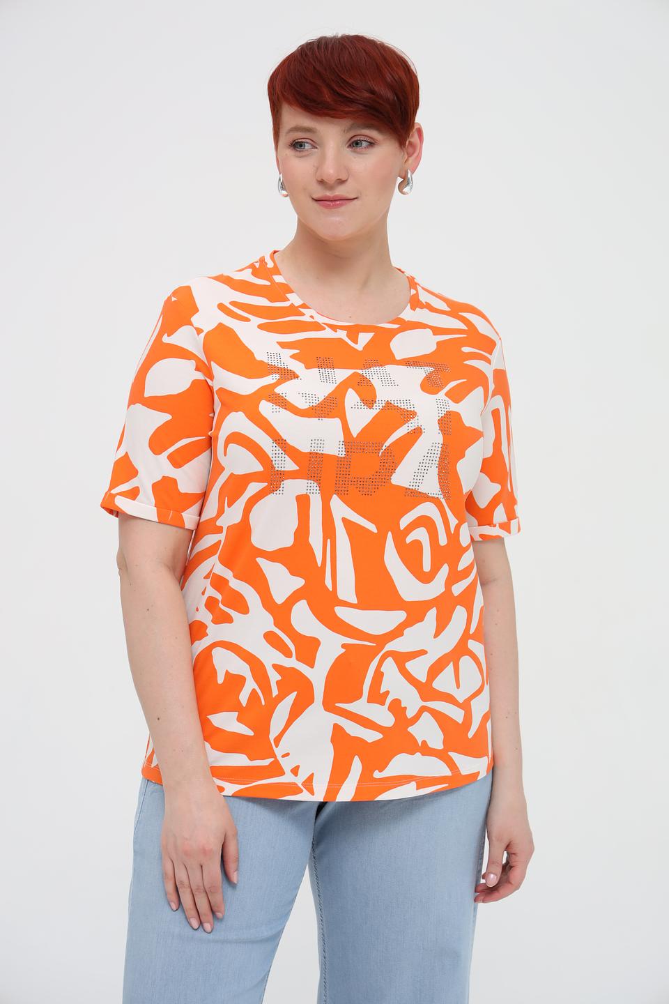 Футболка Rabe collection оранжевая с принтом