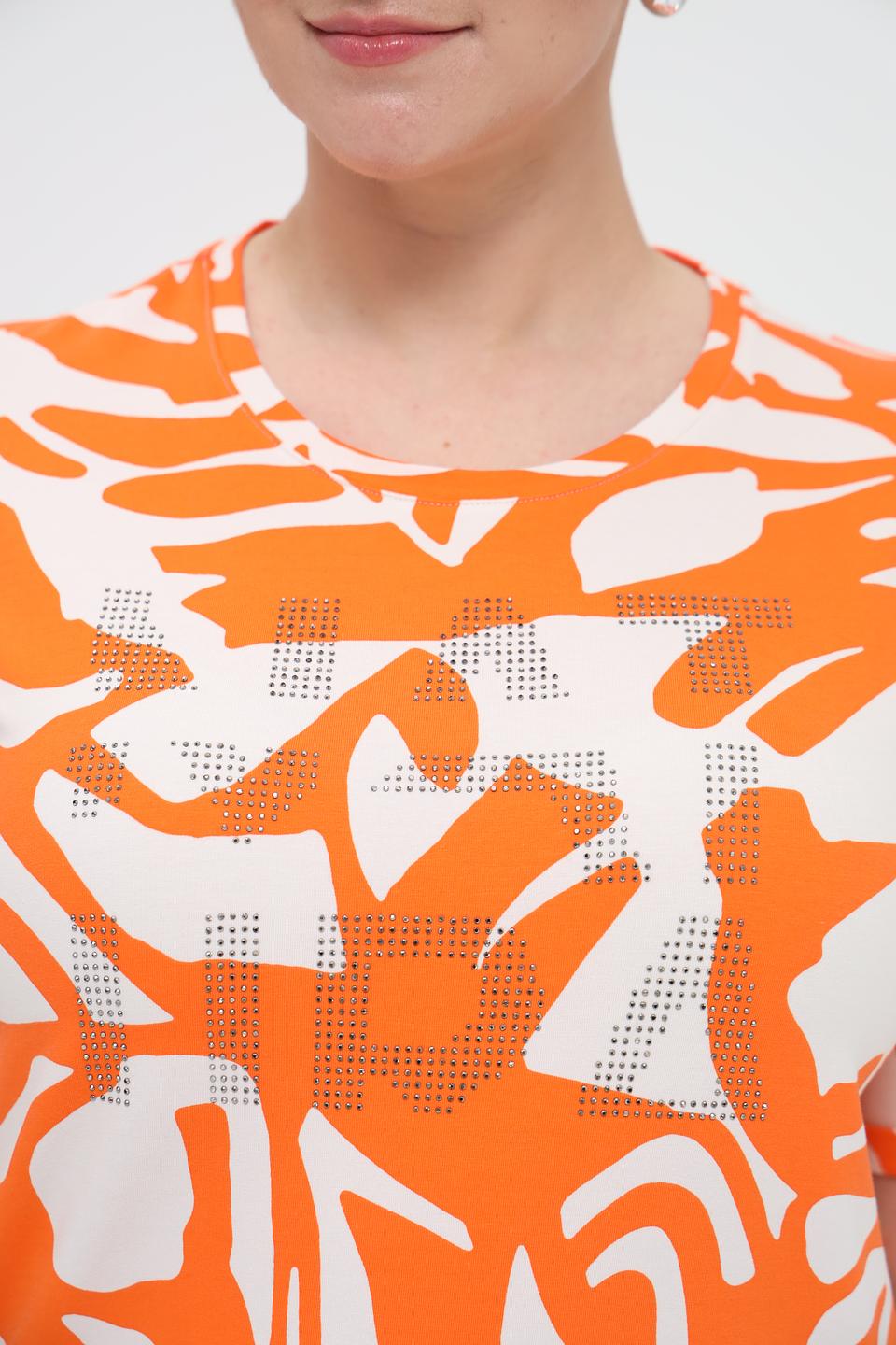 Футболка Rabe collection оранжевая с принтом