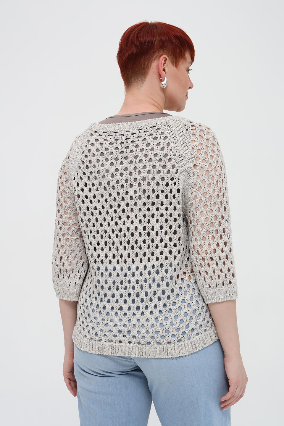 Пуловер Monari с ажурной вязкой бежевый