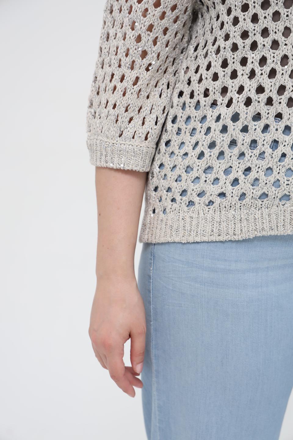 Пуловер Monari с ажурной вязкой бежевый