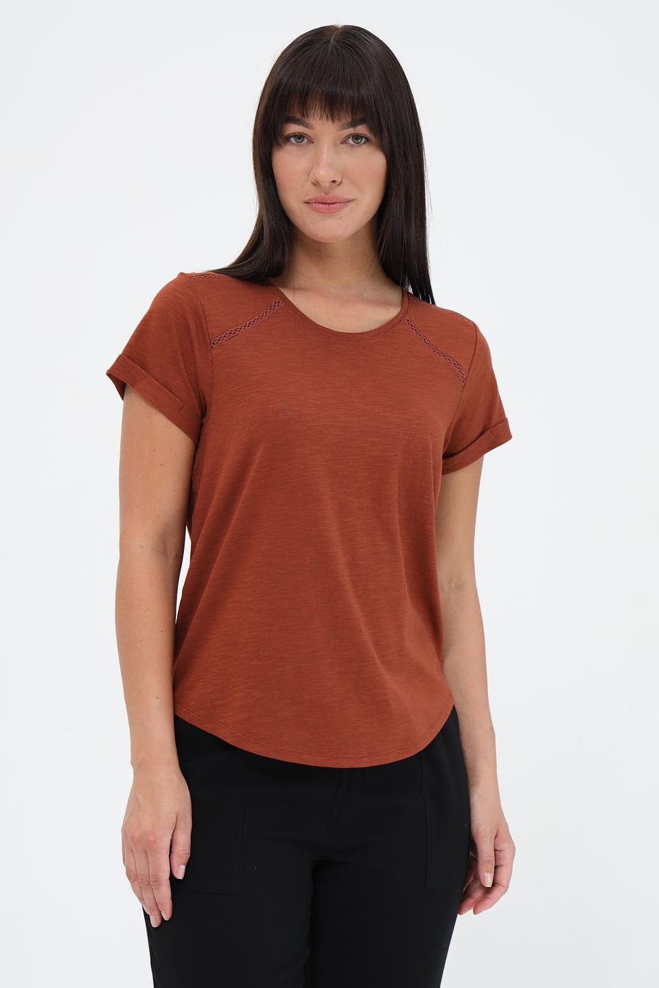 Футболка Taifun с декоративной отделкой терракотовая