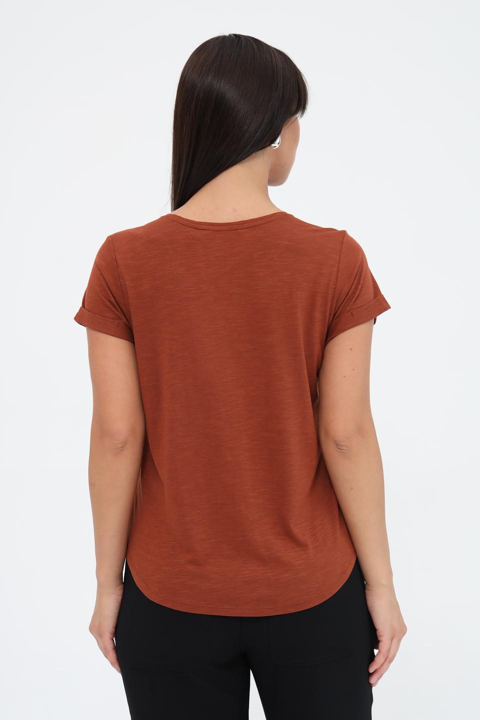 Футболка Taifun с декоративной отделкой терракотовая