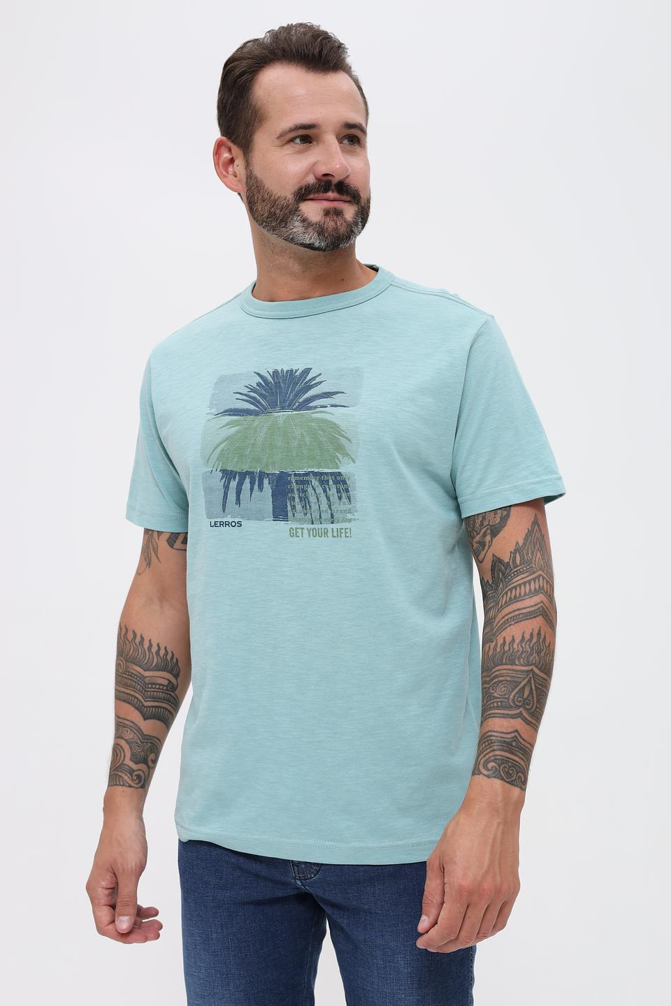 Футболка Lerros с пальмами мятный