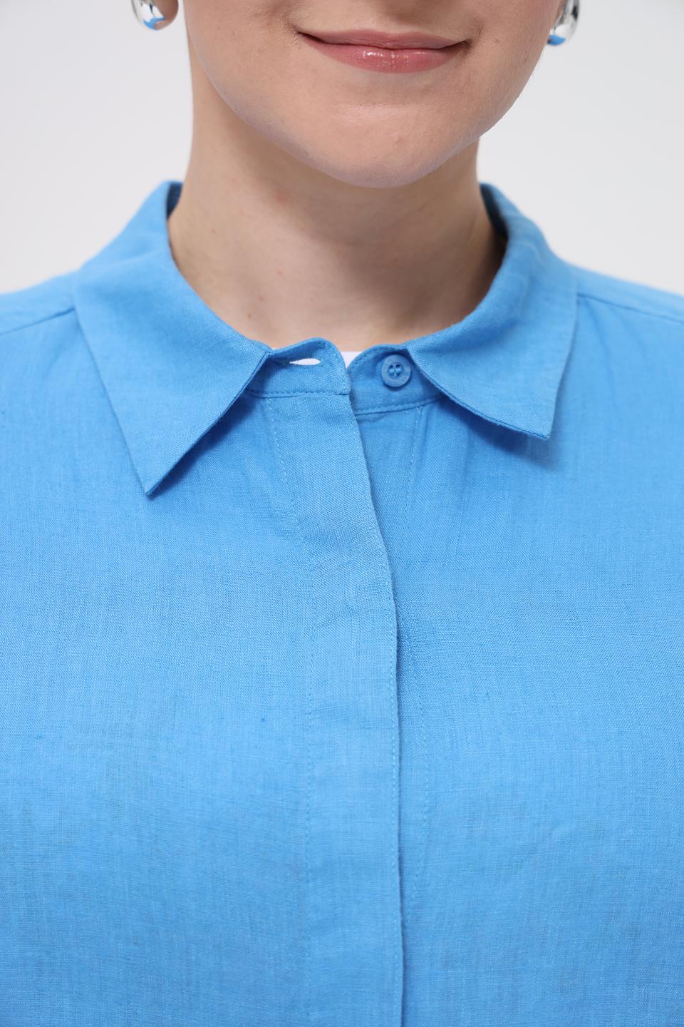 Блуза Marc Aurel льняная голубая