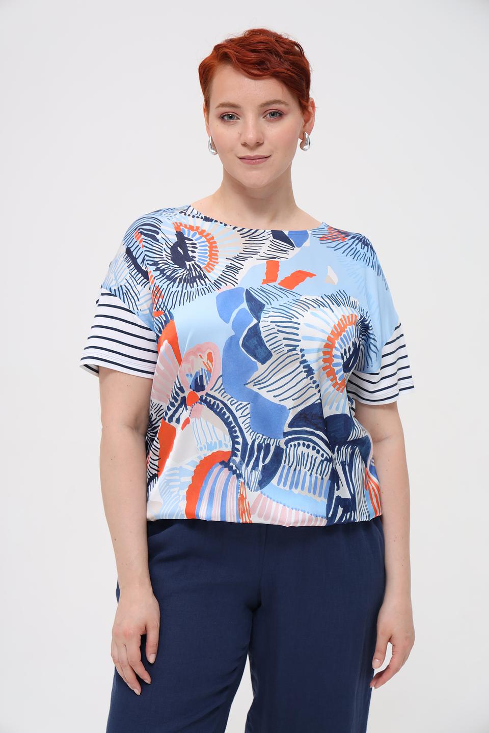 Блуза Rabe collection с принтом голубая