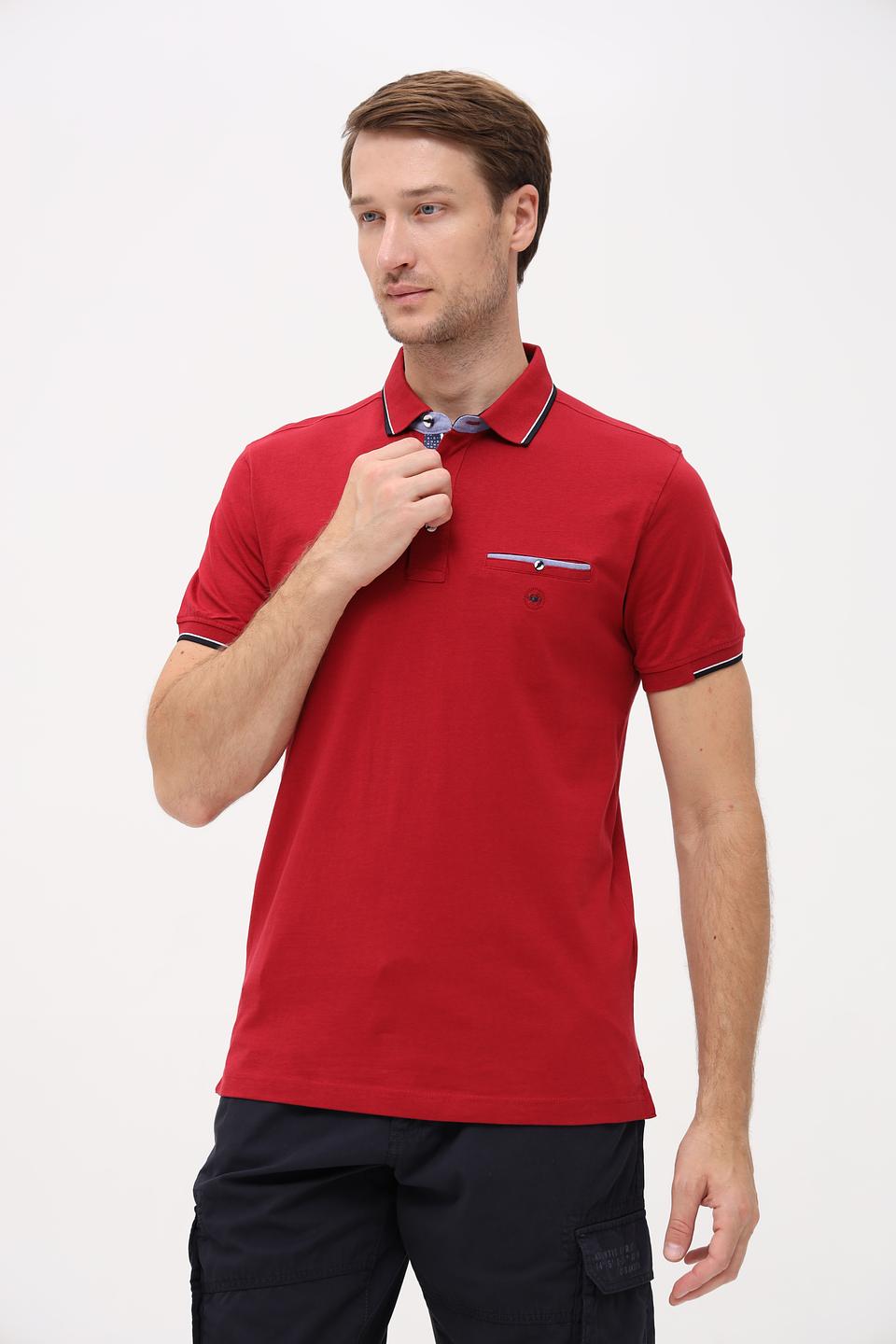 Поло Granchio красное с контрастной отделкой
