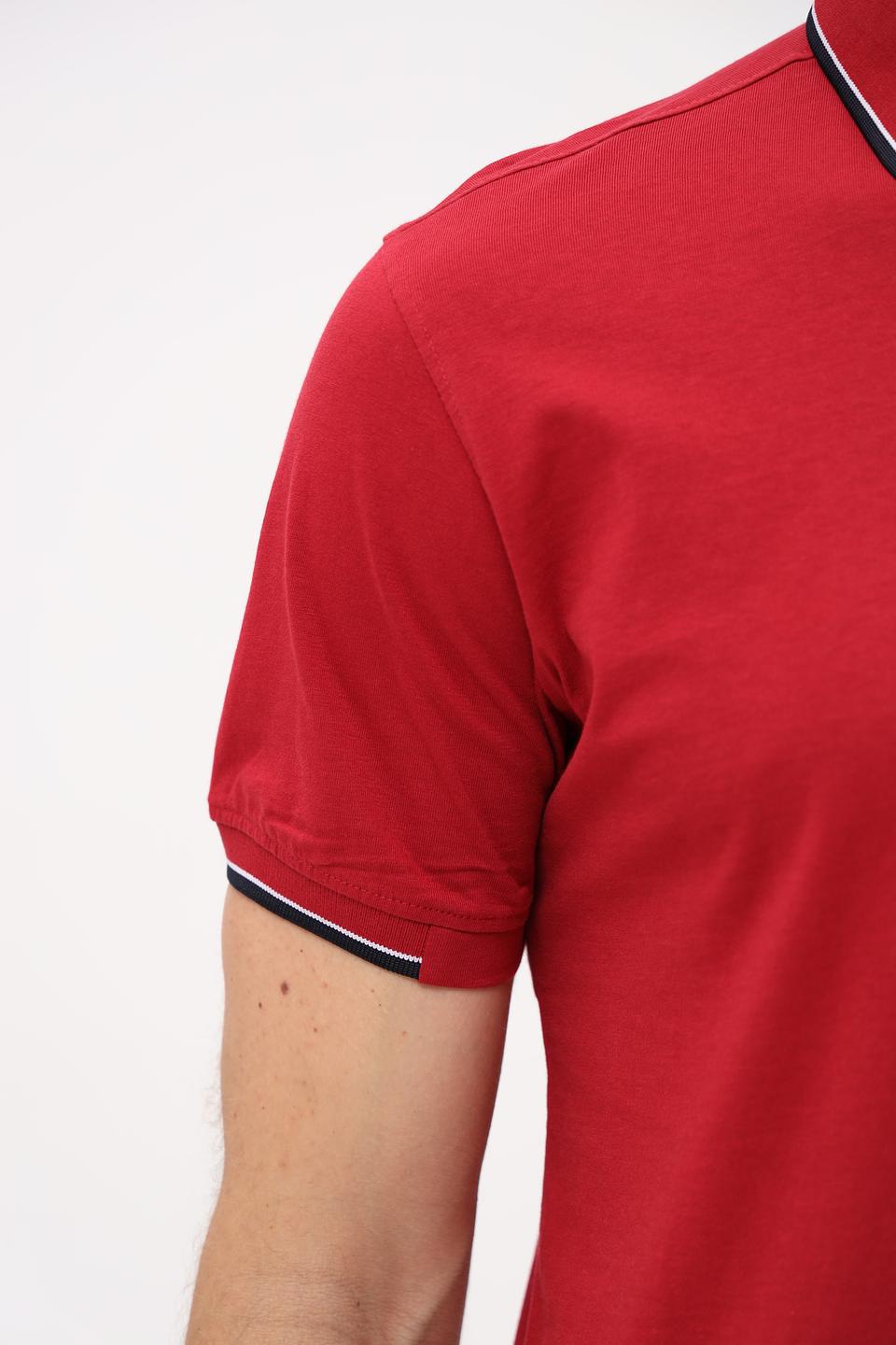 Поло Granchio красное с контрастной отделкой