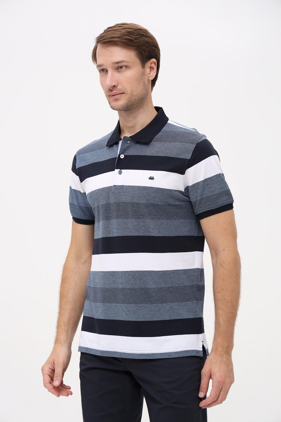 Поло Granchio в полоску синий