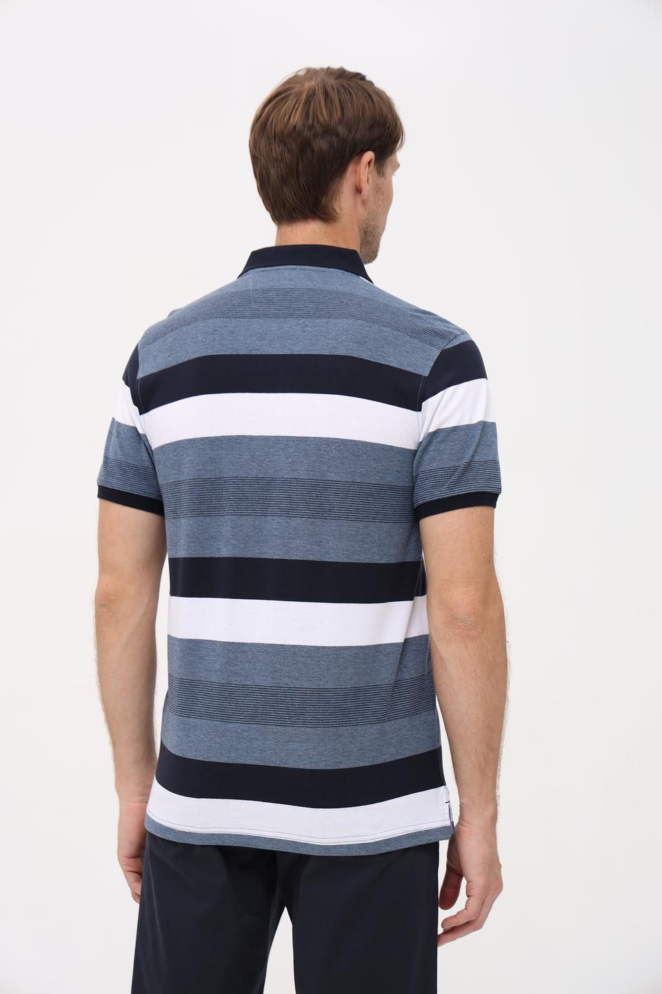 Поло Granchio в полоску синий