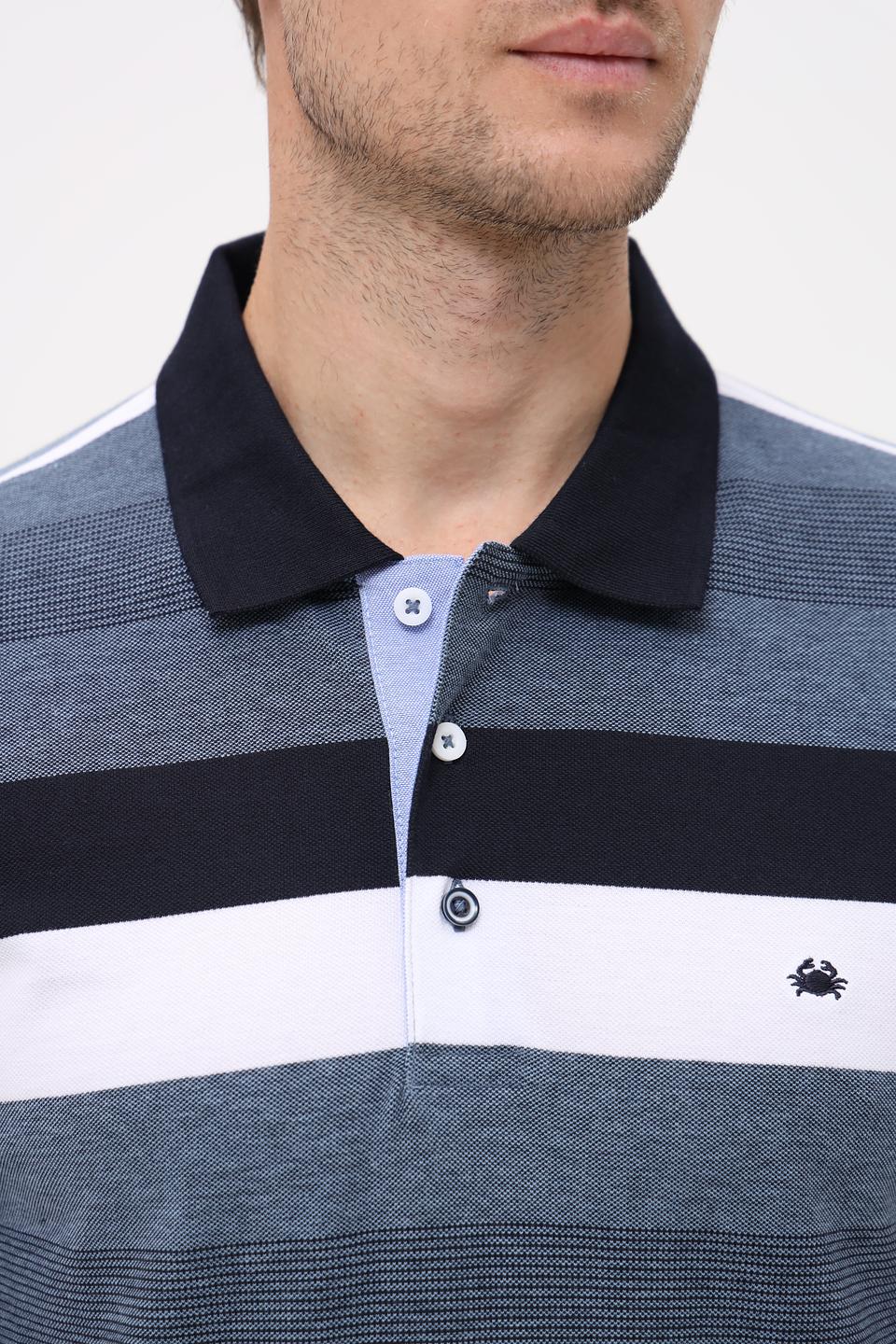 Поло Granchio в полоску синий